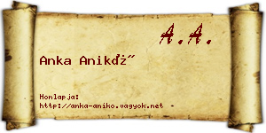 Anka Anikó névjegykártya