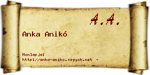 Anka Anikó névjegykártya